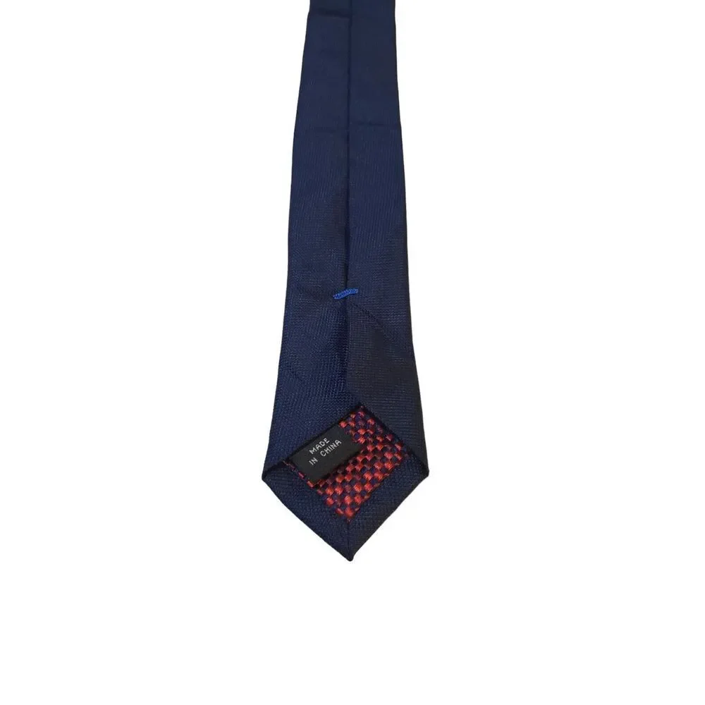 Saks‎ Fifth Avenue Neck Tie Duo Blue & Red Checker and Blue Solid 100% Silk